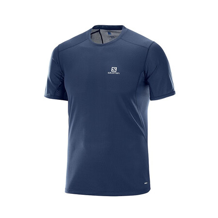 salomon萨洛蒙男士t恤户外快干跑步短袖trail runner 浅墨蓝色 s