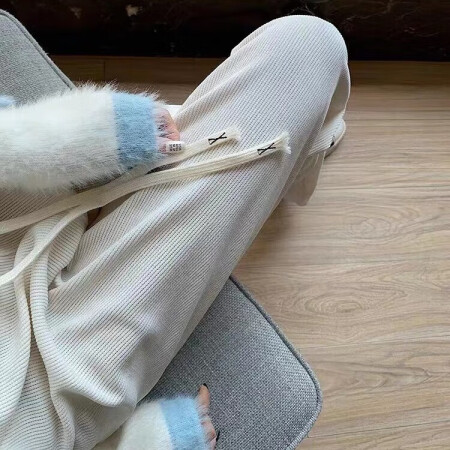 宝娜斯美拉德灯芯绒阔腿裤女春秋季高腰垂感直筒裤女生慵懒风裤子...