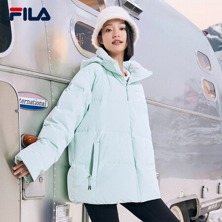 斐乐（FILA）官方羽绒服情侣款冬季休闲运动连帽长袖印花保暖...