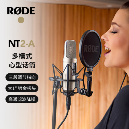 rode罗德nt2a大振膜多指向录音电容话筒麦克风专业录音直播话筒官方