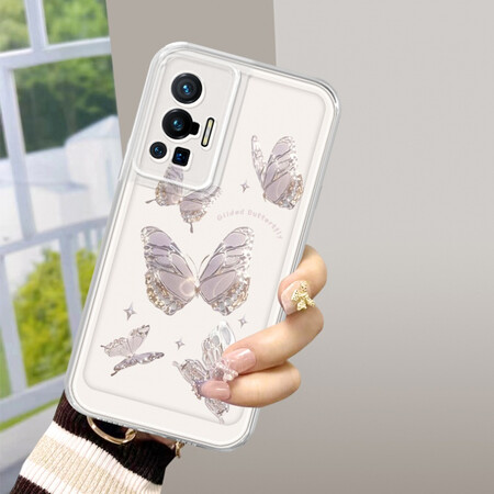 可爱蝴蝶太空壳适用vivox60/x50/x30手机壳女款网红x27简约x70pro硅胶