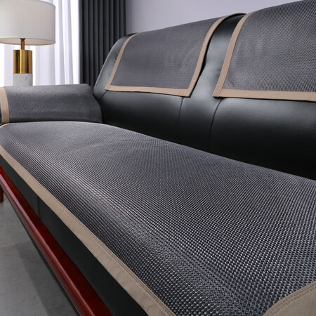 贝兰蓓儿沙发靠背盖布夏季冰丝凉席沙发垫简约办公室商务皮沙发坐.