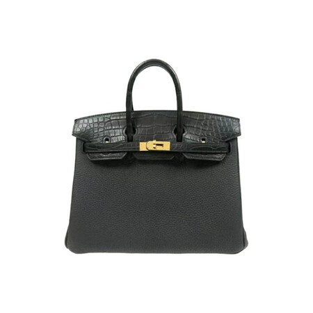 爱马仕（HERMES）Birkin 25 金扣 雾面鳄鱼皮拼...