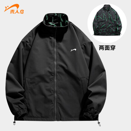 贵人鸟两面穿夹克男装衣服秋冬薄款外套纯色字母治愈色男女情侣款...