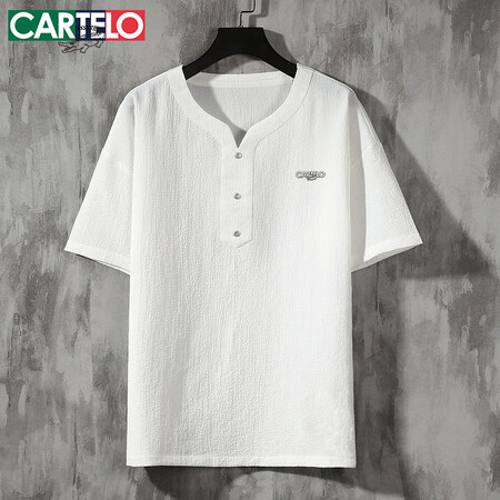 卡帝乐鳄鱼（CARTELO）短袖t恤男夏季宽松短袖男士时尚百...