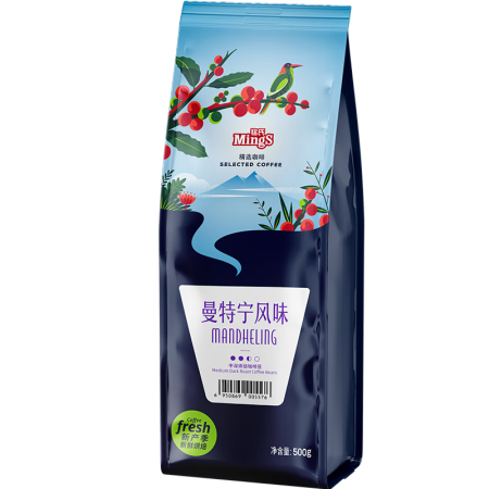 铭氏（Ming's）曼特宁风味咖啡豆500g精选阿...