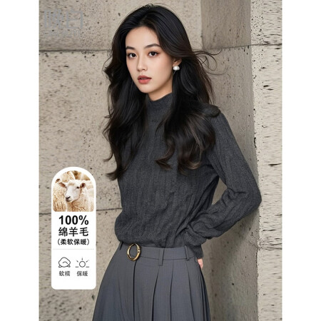 晚白【100%羊毛】百搭高领针织衫女冬款时尚高级感休闲气质毛...