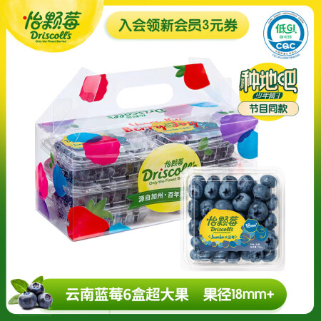 怡颗莓Driscoll's当季云南蓝莓Jumbo超...