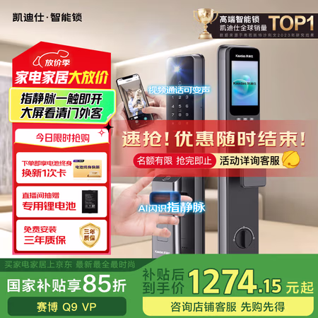 凯迪仕 赛博Q9 VP 指静脉智能门锁