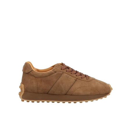 TOD'S系带运动鞋女绒面革穿孔细节休闲板鞋 棕色...