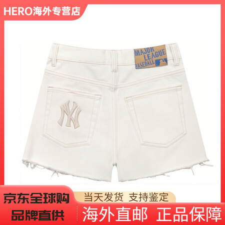 MLB纽约洋基队运动休闲纯色中腰直筒短裤女款白色运动裤 白色...