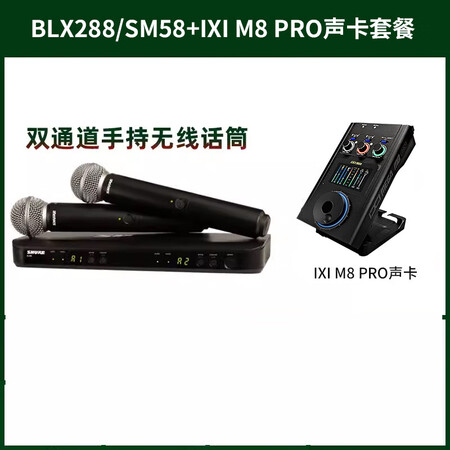 舒尔（SHURE）BLX288无线一拖二麦克风直播演出SM5...