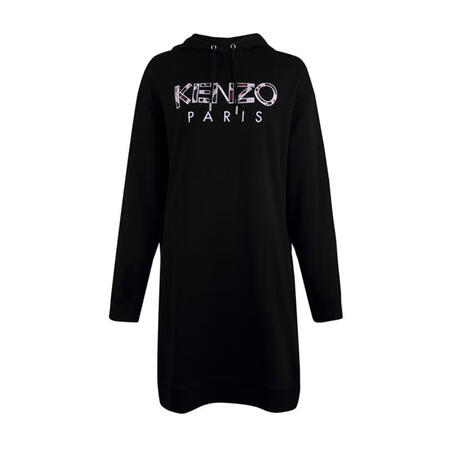 高田贤三（KENZO）logo刺绣连衣裙长袖抽绳兜帽罗纹下摆...