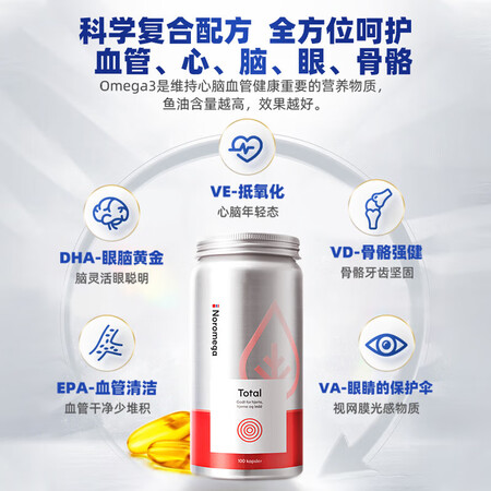 NOROMEGA深海鱼油90高纯度软胶囊DHA+EPA心脑血...