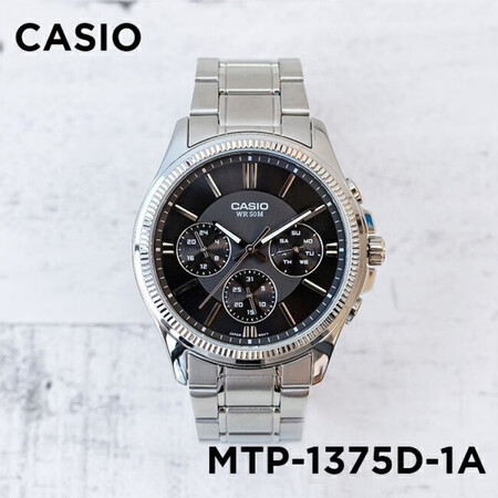 卡西欧（CASIO）手表CASIO 三眼防水时尚兰色钢带商务...