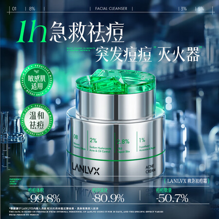 LANLVX英国进口祛痘精华淡化痘印痘坑痘疤修复面霜青少年消...