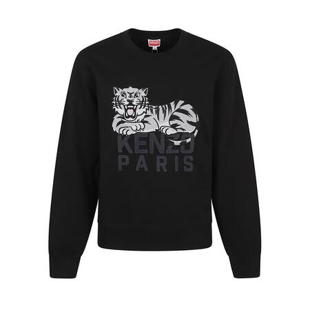 高田贤三（KENZO）Kenzo虎头刺绣宽松圆领卫衣男 黑色...