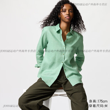 优衣库女装法国麻衬衫长袖衬衣上衣空调衫薄外套25春夏新款47...