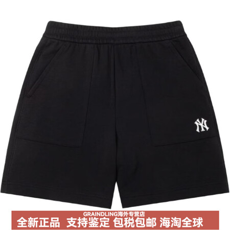 美职棒（MLB）字母Logo松紧三分休闲短裤男女同款黑色 黑...