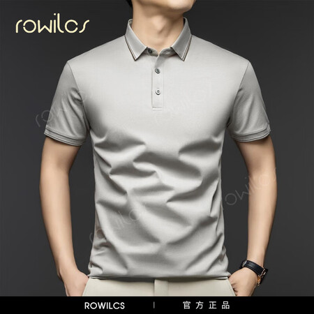 rowilcs品牌奢侈新款短袖T恤男春夏季翻领轻商务休闲po...