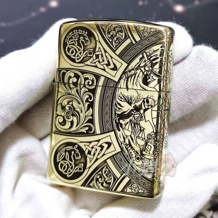 ZIPPOZippo 盔甲黄铜 镀铬四面 天启四骑士B 盔甲...