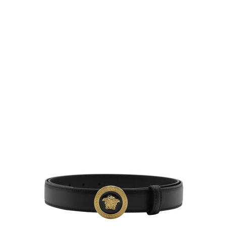 范思哲（VERSACE）图案腰带可调小牛皮男款休闲商务 黑色...