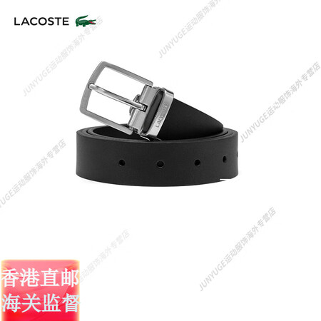 LACOSTE 法国鳄鱼配件男装商务简约通勤搭扣黑色腰带皮带...