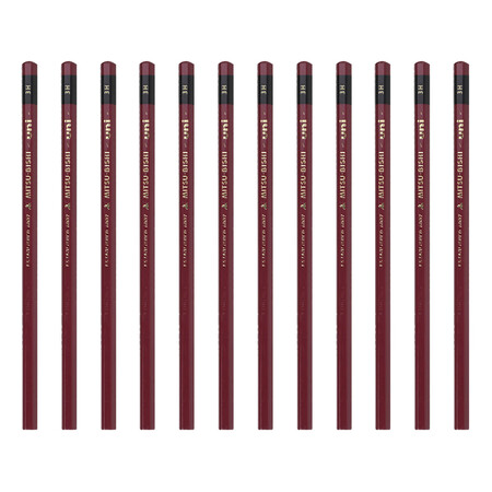 三菱uni金装铅笔3h原木杆铅笔书写绘画设计专用硬度测试笔12支盒含