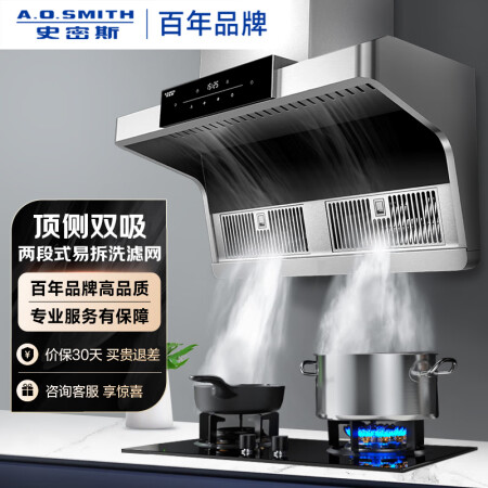 史密斯（A.O.Smith） 易清洁顶侧双吸油烟机 两段式易...