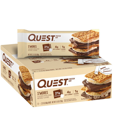 Quest Nutrition 巧克力棉花糖花生酱蛋白棒能量...