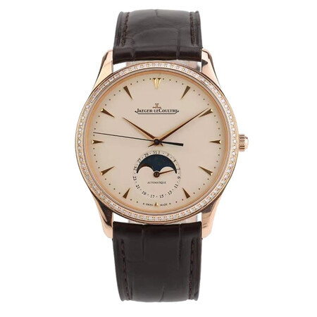 【二手95新】积家/jaeger 大师系列18k玫瑰金镶钻月相自动机械男表