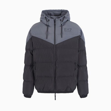 ARMANI/阿玛尼 EA7 男士时尚潮拼色加厚连帽保暖棉衣...