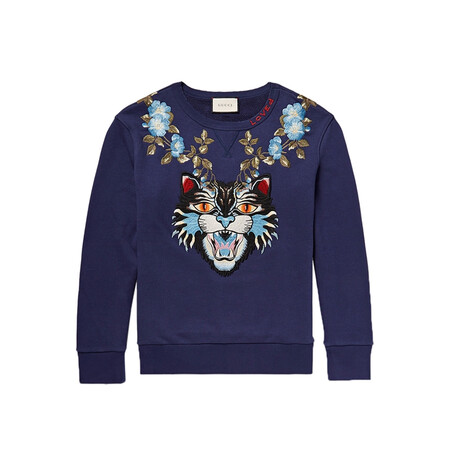 gucci 古驰 男士猫头图案纯棉卫衣 884086 深蓝色884086 l