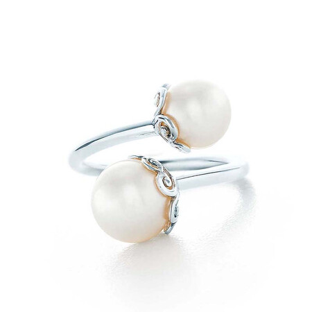 tiffany&co蒂芙尼新款女士经典淡水珍珠镶嵌925银戒指 grp08239 #9