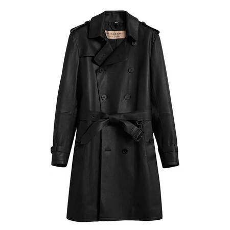 burberry 博柏利 男士翻领羊皮trench风衣 40518251 uk码 黑色 44