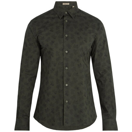 宝缇嘉/bv男装 蝴蝶印花单袖头棉质衬衫 02571 图片色 欧码37