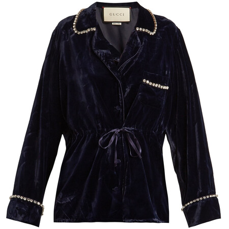 古驰(gucci)奢侈品女装 1785085276 水晶装饰天鹅绒睡衣 图片色 42 it