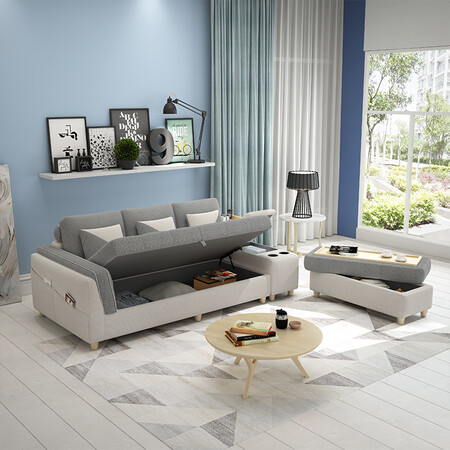 【保价全年】中派 北欧简约客厅小户型储物布艺沙发组合 乳胶版 三人