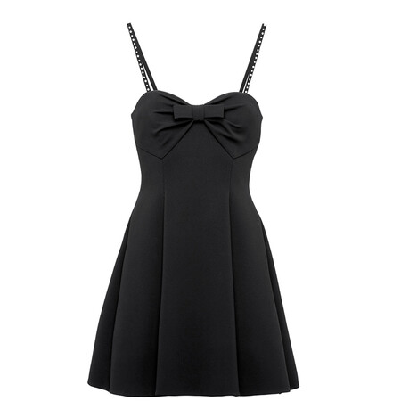 全球购 奢侈品 缪缪(miumiu)新款女士连衣裙 吊带裙 小黑裙 卡迪罗缎