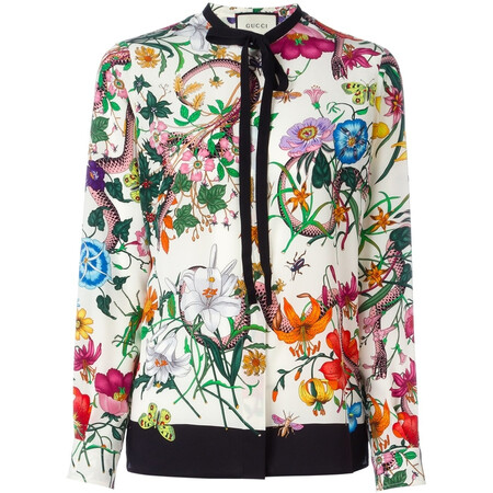 古驰(gucci)奢侈品女装 2254386287 花朵蛇纹衫 white 40 it