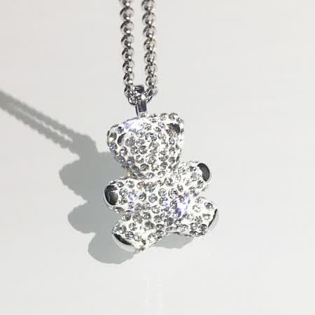swarovski 施华洛世奇 3dteddy可爱泰迪熊链坠女锁骨项链 银色小熊