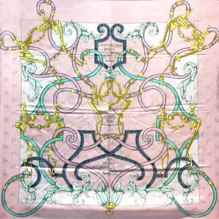 新】爱马仕(hermes)二手奢侈品饰品 配饰 丝巾 围巾 粉色花纹 正方形