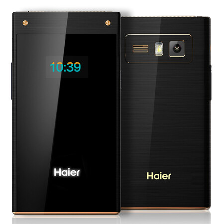 海尔M316翻盖按键老年手机 移动联通2G双卡双待金属机身老人手机大屏双显拍照功能手机 钢琴黑