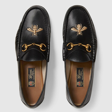 gucci 古驰男鞋蜜蜂皮革乐福鞋商务休闲皮鞋豆豆鞋 478292 d3v00 黑色