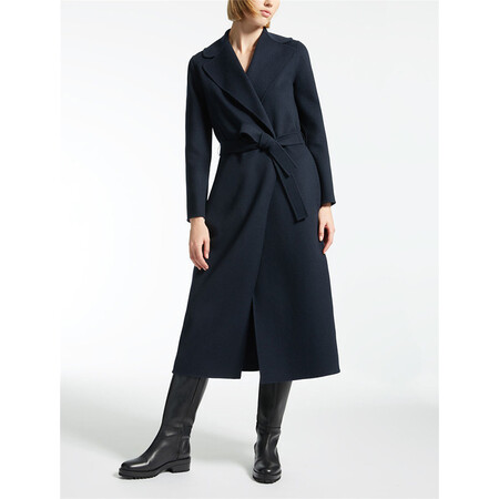 maxmara麦丝玛拉2017秋冬女士翻领系带长款大衣poldo 黑色 m