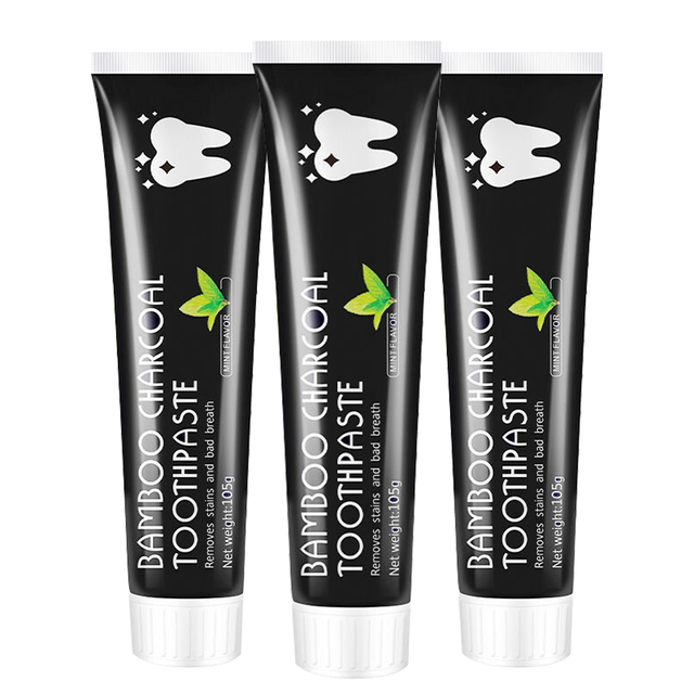 盖茨比bamboo竹炭黑牙膏椰子壳活性炭牙膏105g*3清新口气去烟渍