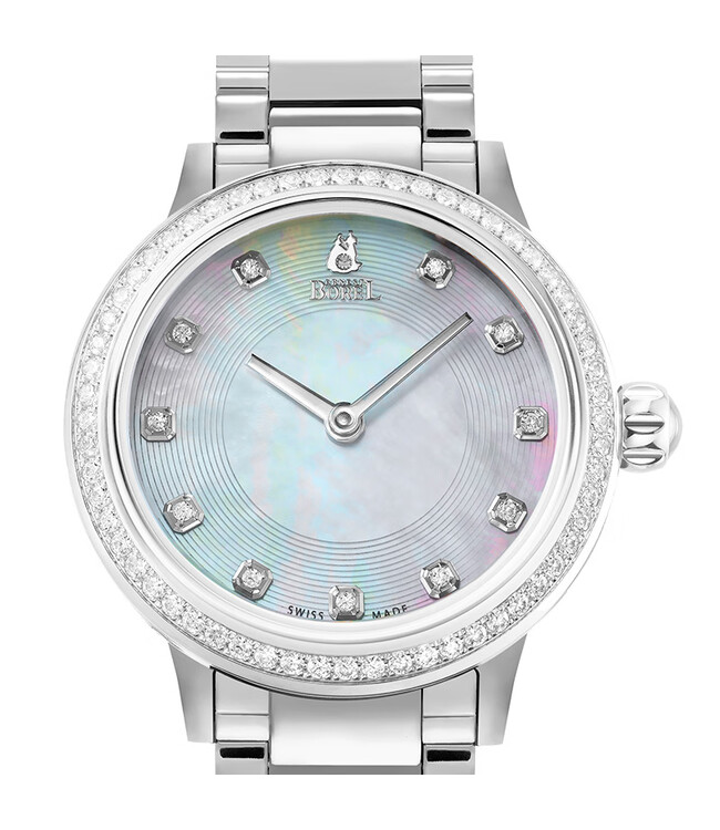 依波路(ernest borel)瑞士腕表 星钻系列 商务钢带款 贝母表盘镶钻