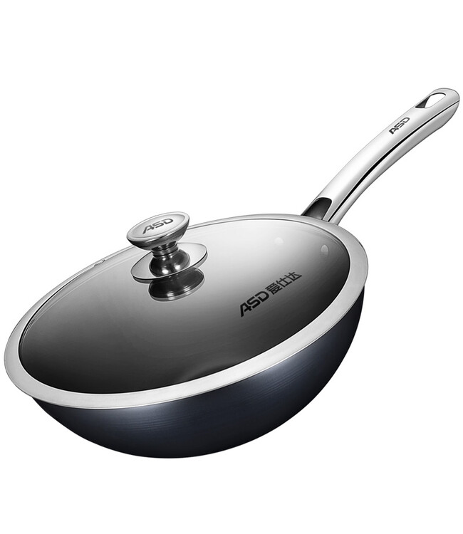 爱仕达 30cm锈不了精铁炒锅cf30b1wg 无涂层明火专用炒菜锅具煎锅
