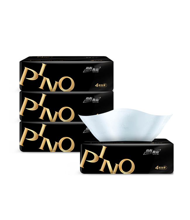 心相印抽纸 品诺黑色经典系列软抽 4层90抽面巾纸*4包