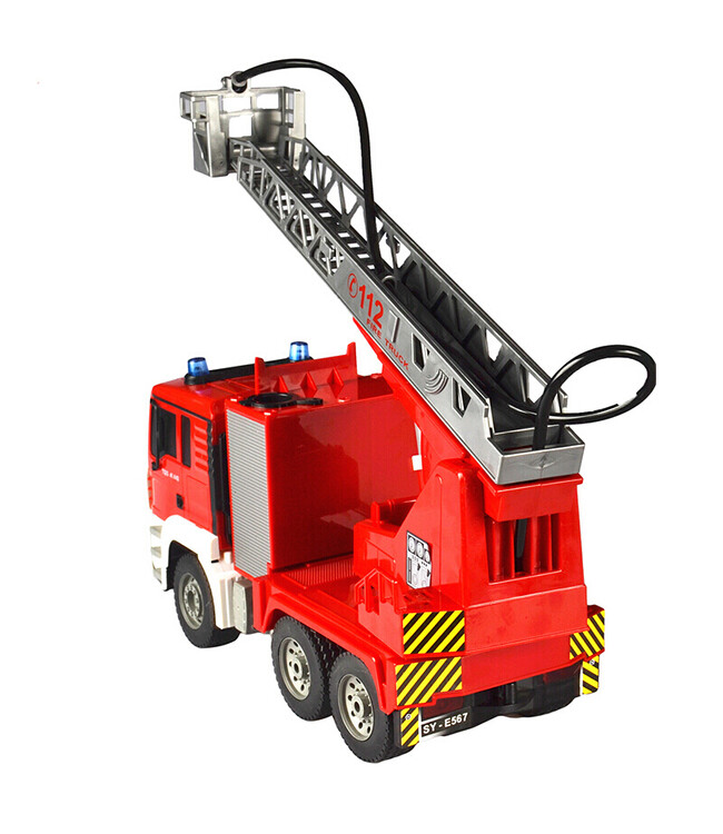 充电大号旋转云梯救火工程车儿童电动玩具车男孩礼物 遥控喷水消防车